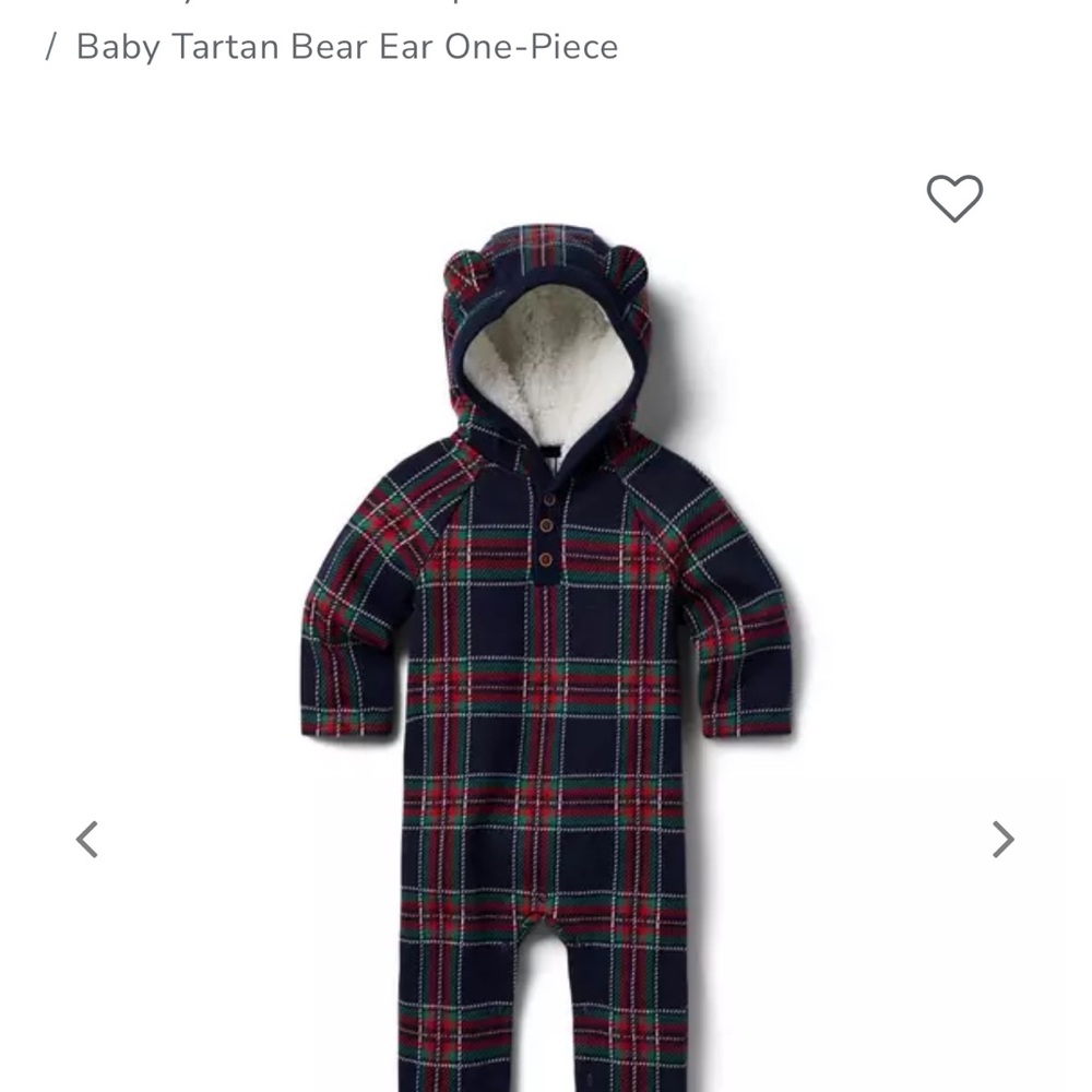 Janie and Jack Navy Plaid Bear Ear Footie